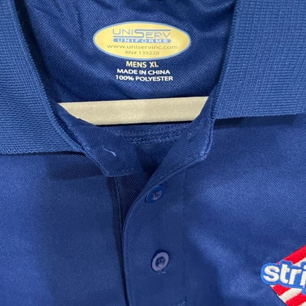NWOT Stripes Gas Station Men XL Uniform Polo Blue Shirt Top Employee Logo Store - Picture 4 of 9